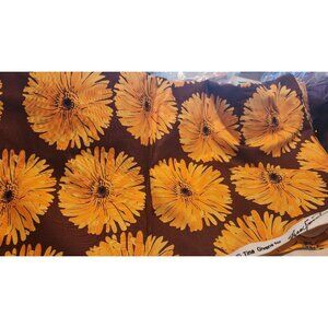 Material Cotton Yellow Flowers Brown background 4 yards  TE-33 Bliss Annabella T
